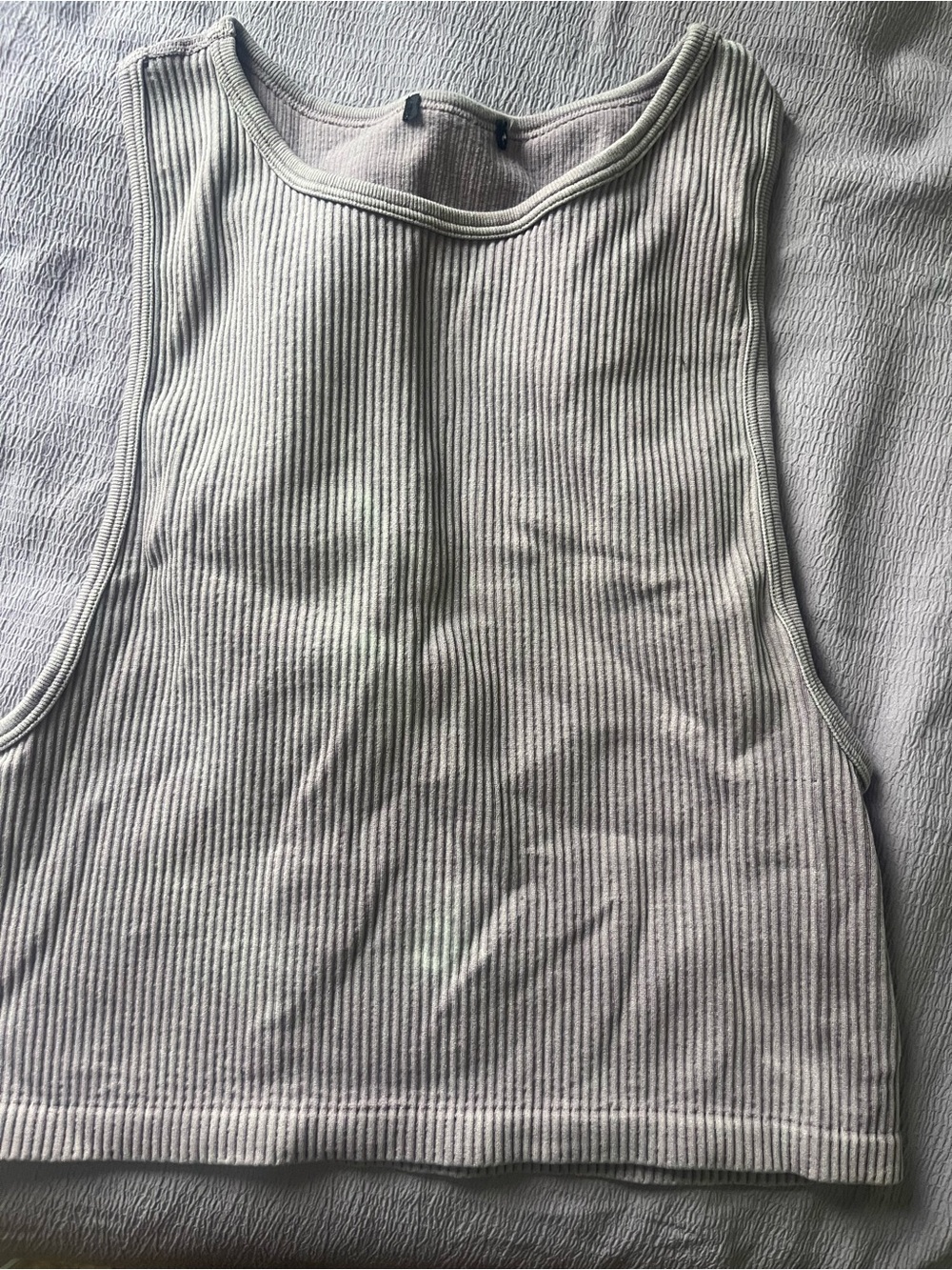 Light Purple Ribbed Sleeveless Tank Top